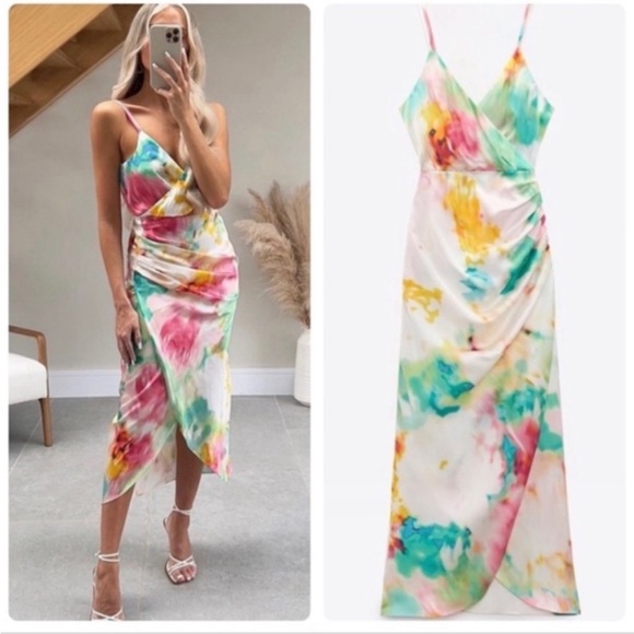 Zara Multicolor Asymmetrical Dress - Picture 1 of 12
